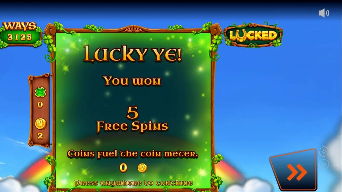 Tampilan mesin slot Lucked dengan tema Irlandia yang mempesona